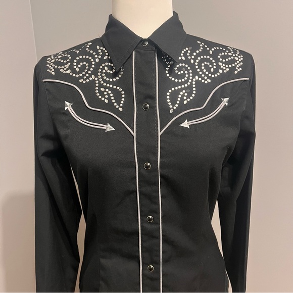 Roper Black Western Shirt with Rhinestones - Picture 2 of 13